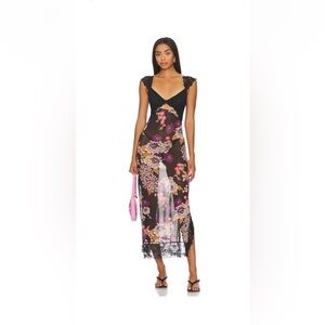 Sheer black lace floral dress